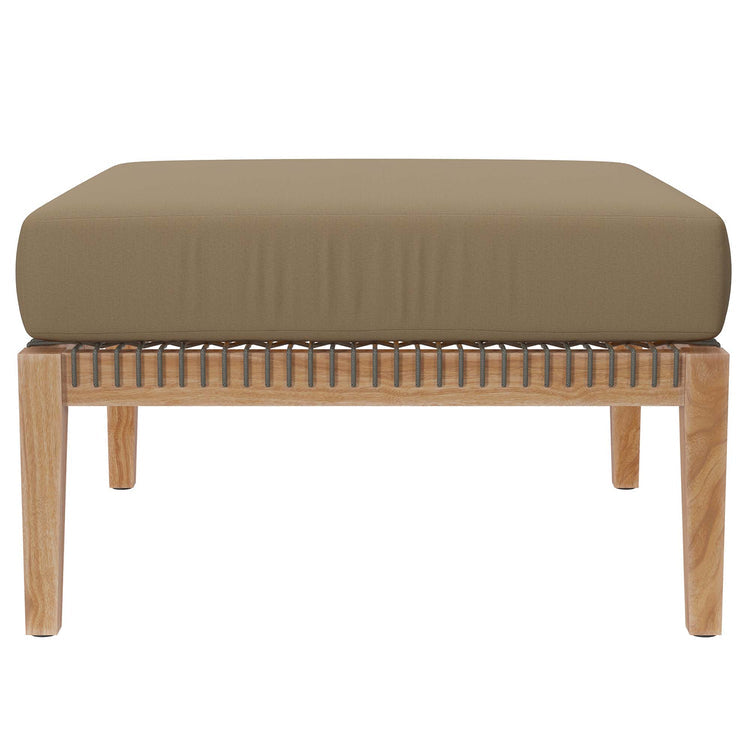 Clearwater 4-Piece Outdoor Patio Teak Wood Sectional Sofa - Gray Light Brown