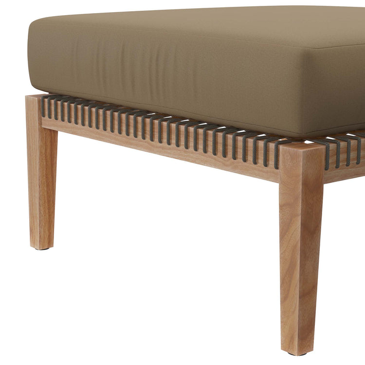 Clearwater 4-Piece Outdoor Patio Teak Wood Sectional Sofa - Gray Light Brown