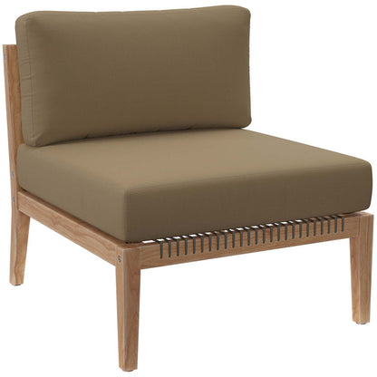 Clearwater 4-Piece Outdoor Patio Teak Wood Sectional Sofa - Gray Light Brown