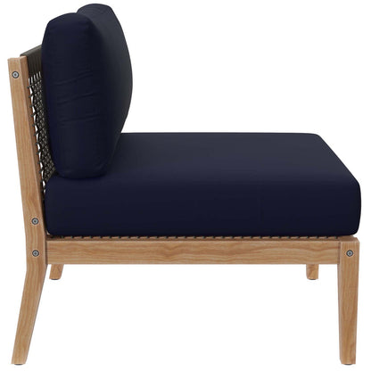 Clearwater 4-Piece Outdoor Patio Teak Wood Sectional Sofa - Gray Navy