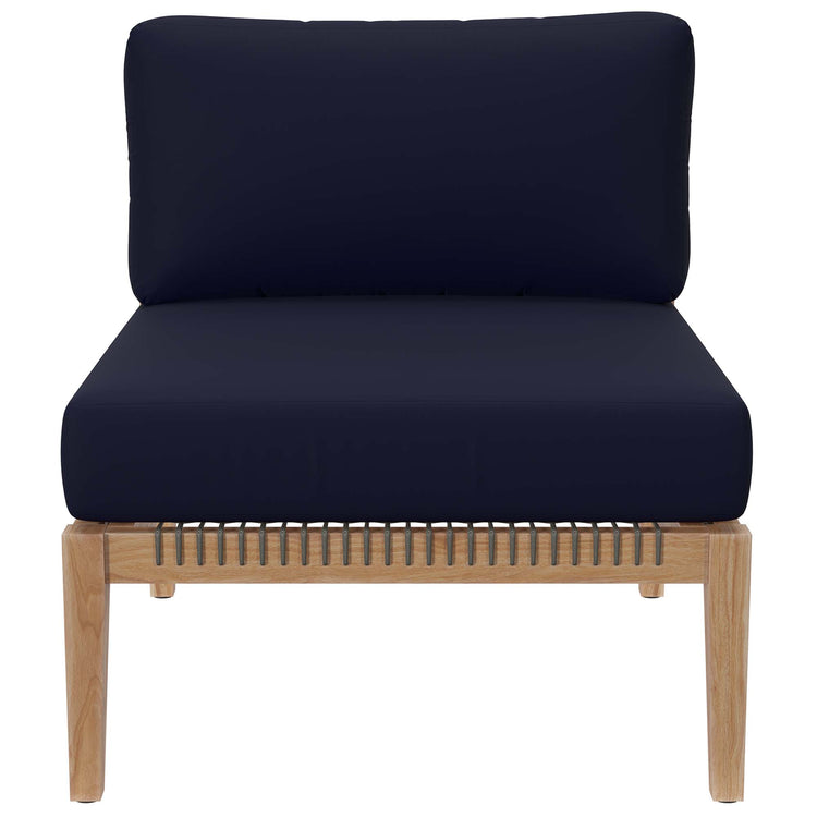 Clearwater 4-Piece Outdoor Patio Teak Wood Sectional Sofa - Gray Navy