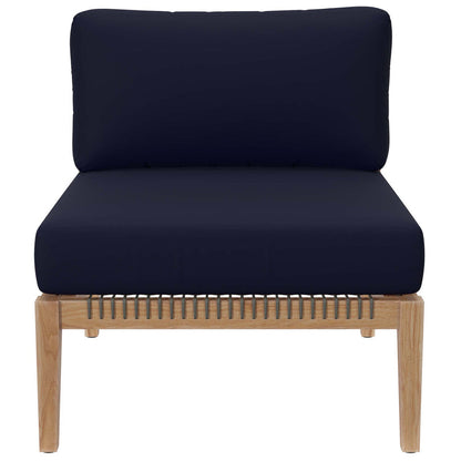 Clearwater 4-Piece Outdoor Patio Teak Wood Sectional Sofa - Gray Navy
