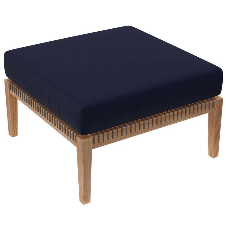 Clearwater 4-Piece Outdoor Patio Teak Wood Sectional Sofa - Gray Navy