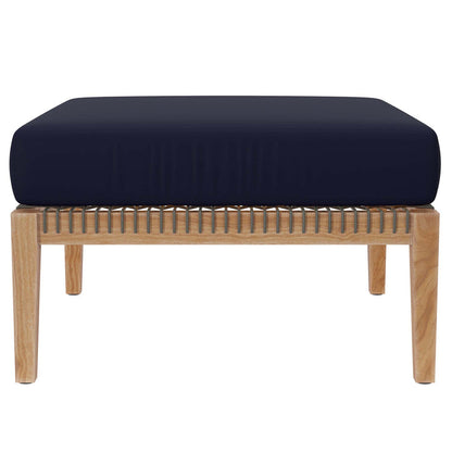 Clearwater 4-Piece Outdoor Patio Teak Wood Sectional Sofa - Gray Navy