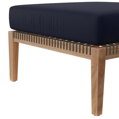 Clearwater 4-Piece Outdoor Patio Teak Wood Sectional Sofa - Gray Navy