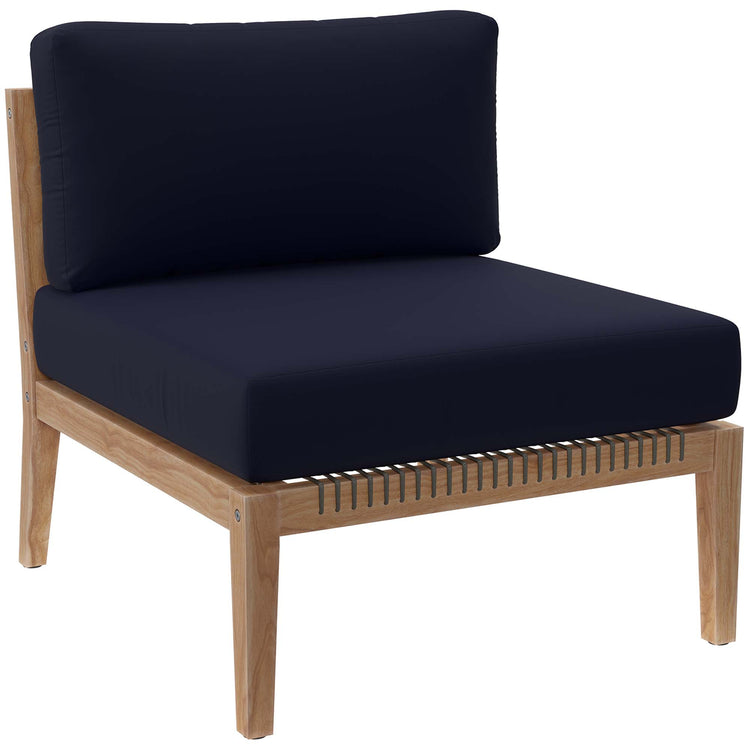 Clearwater 4-Piece Outdoor Patio Teak Wood Sectional Sofa - Gray Navy