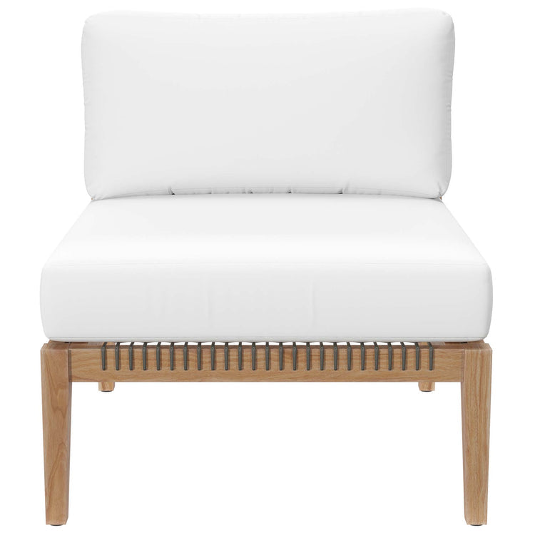 Clearwater 4-Piece Outdoor Patio Teak Wood Sectional Sofa - Gray White