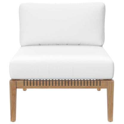 Clearwater 4-Piece Outdoor Patio Teak Wood Sectional Sofa - Gray White