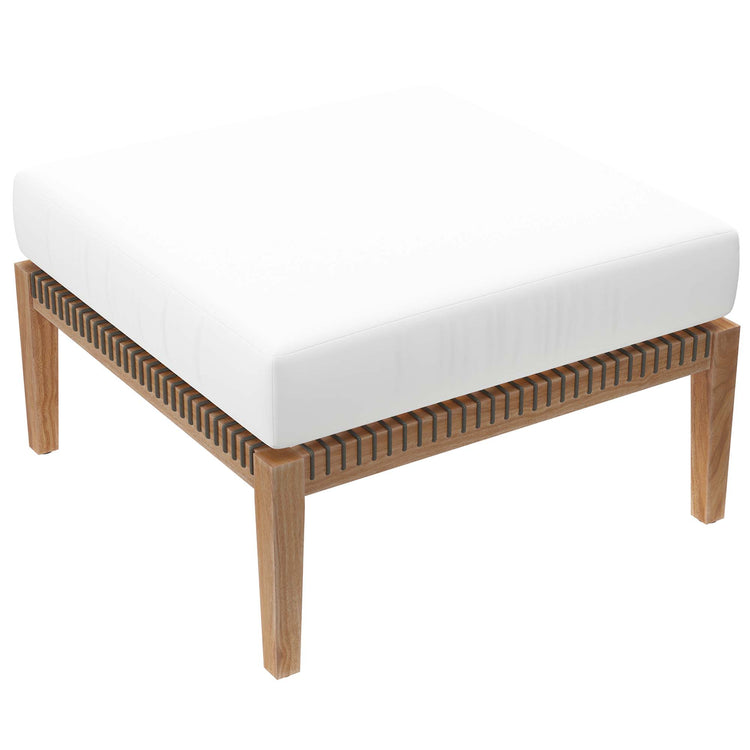 Clearwater 4-Piece Outdoor Patio Teak Wood Sectional Sofa - Gray White