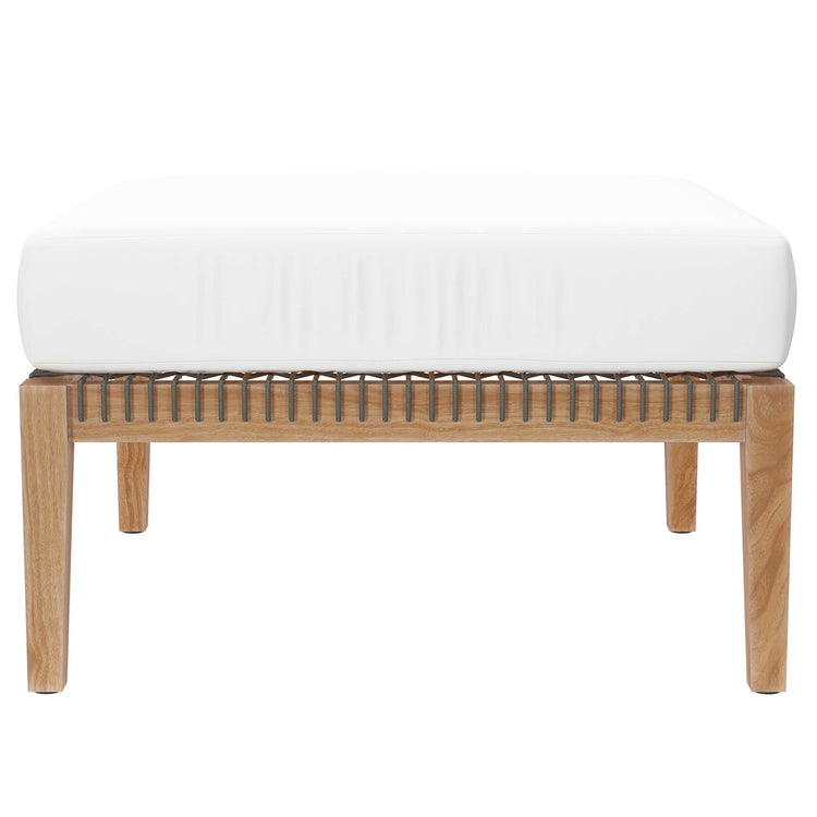 Clearwater 4-Piece Outdoor Patio Teak Wood Sectional Sofa - Gray White