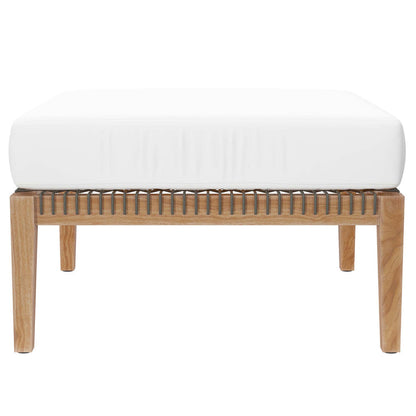 Clearwater 4-Piece Outdoor Patio Teak Wood Sectional Sofa - Gray White