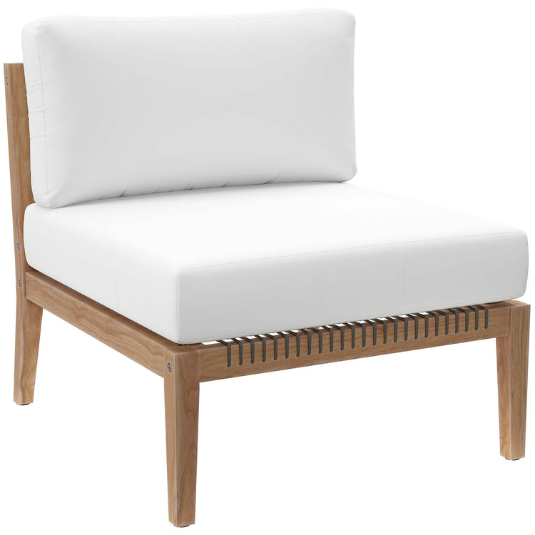 Clearwater 4-Piece Outdoor Patio Teak Wood Sectional Sofa - Gray White