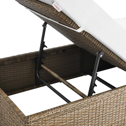 Convene Outdoor Patio Chaise Lounge Chair - Cappuccino White