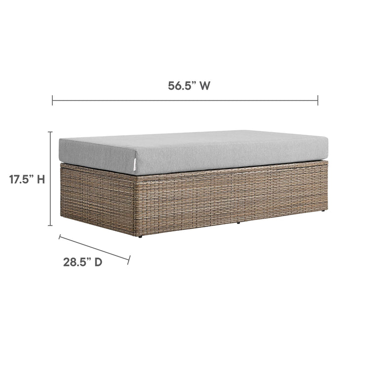 Convene Outdoor Patio Rectangle Ottoman - Cappuccino Gray