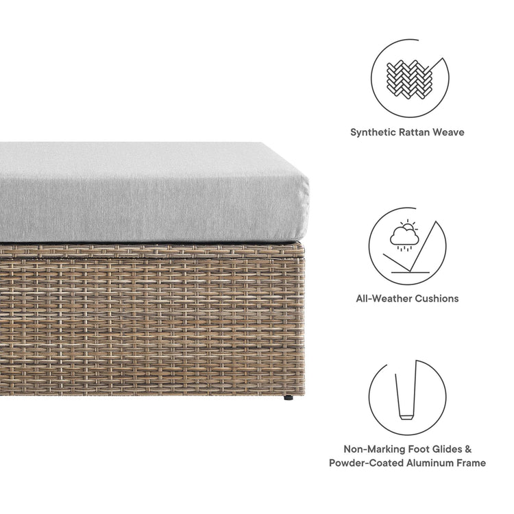 Convene Outdoor Patio Rectangle Ottoman - Cappuccino Gray