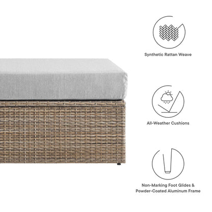 Convene Outdoor Patio Rectangle Ottoman - Cappuccino Gray