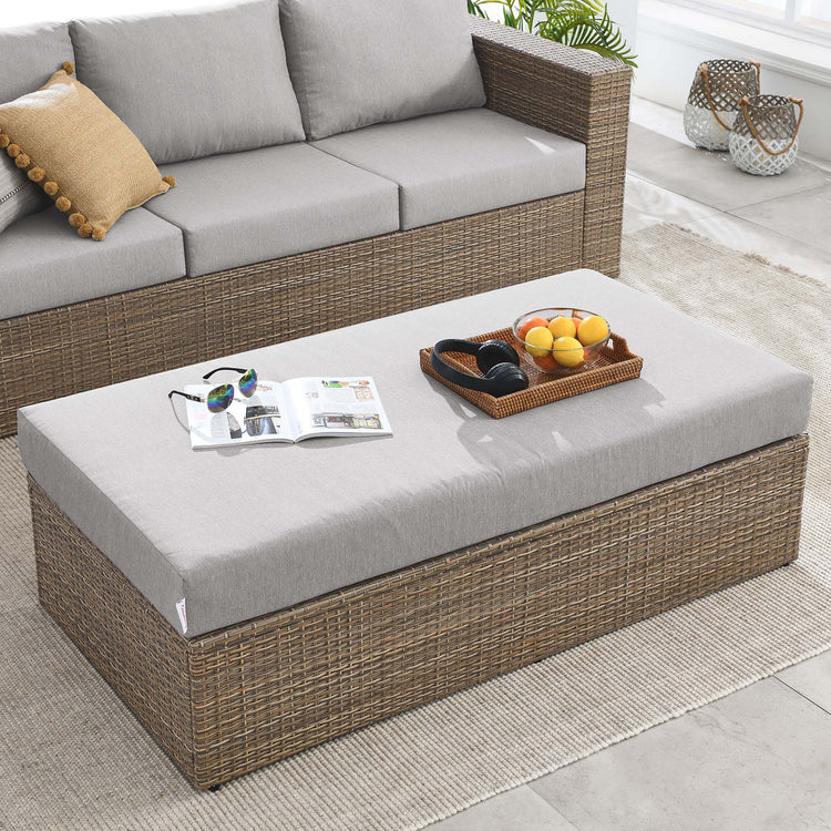 Convene Outdoor Patio Rectangle Ottoman - Cappuccino Gray