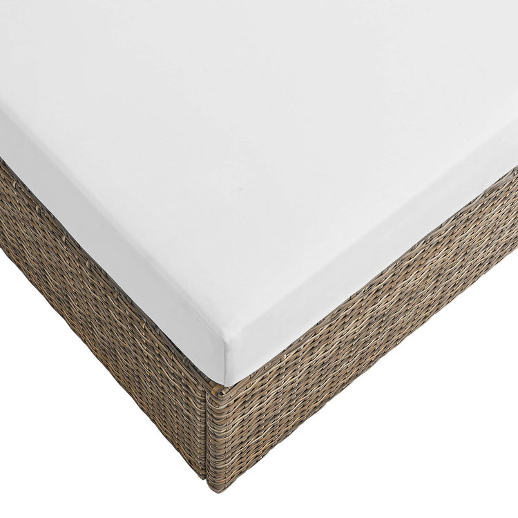 Convene Outdoor Patio Rectangle Ottoman - Cappuccino White