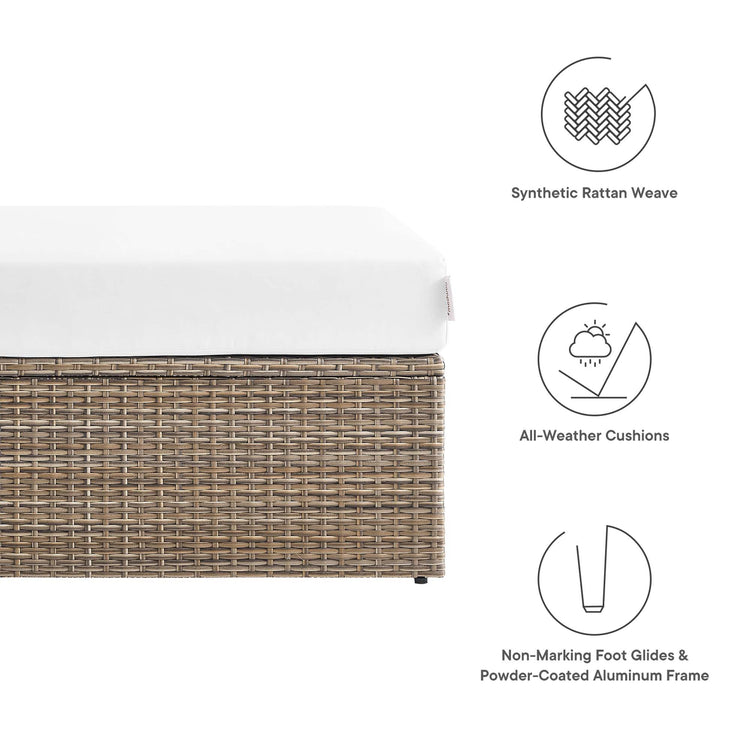Convene Outdoor Patio Rectangle Ottoman - Cappuccino White
