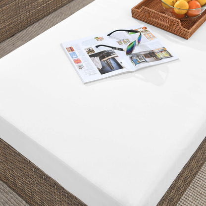 Convene Outdoor Patio Rectangle Ottoman - Cappuccino White