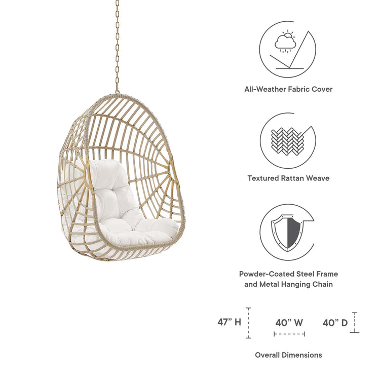Amalie Wicker Rattan Outdoor Patio Rattan Swing Chair without Stand - Default Title