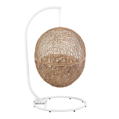 Encase Outdoor Patio Rattan Swing Chair - Cappuccino Beige