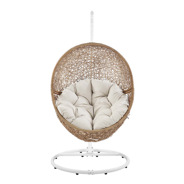Encase Outdoor Patio Rattan Swing Chair - Cappuccino Beige