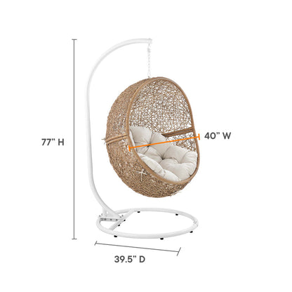 Encase Outdoor Patio Rattan Swing Chair - Cappuccino Beige