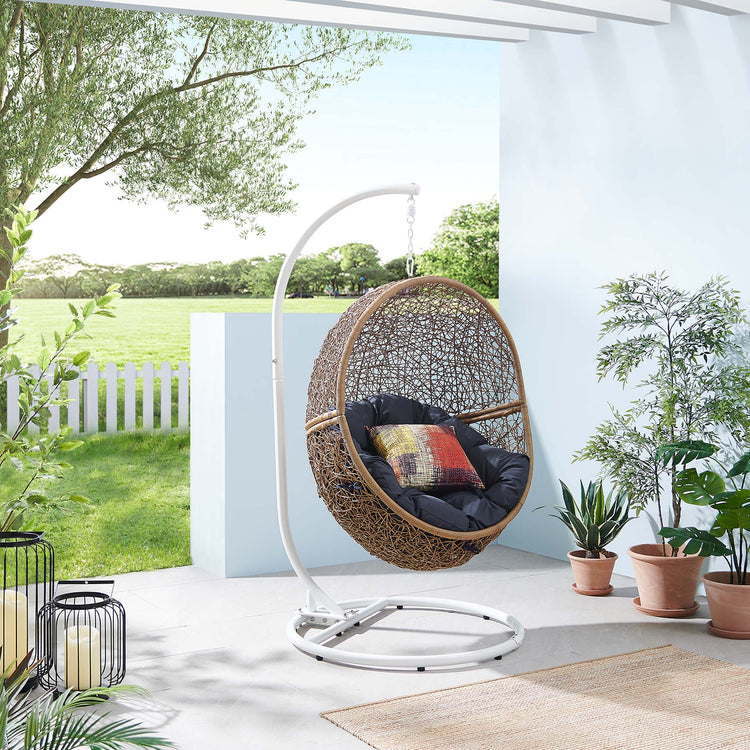 Encase Outdoor Patio Rattan Swing Chair - Cappuccino Navy