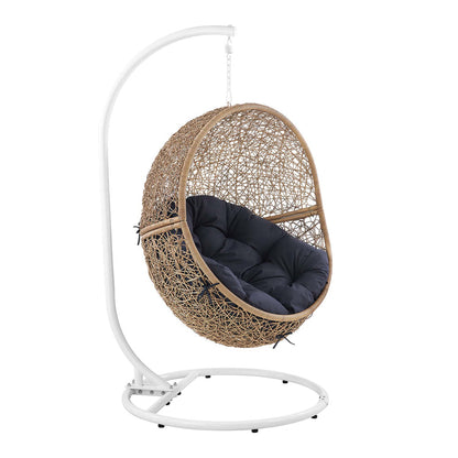 Encase Outdoor Patio Rattan Swing Chair - Cappuccino Navy