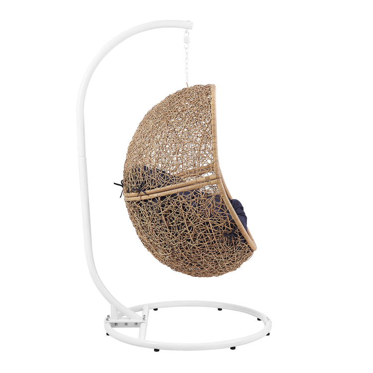 Encase Outdoor Patio Rattan Swing Chair - Cappuccino Navy