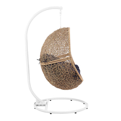 Encase Outdoor Patio Rattan Swing Chair - Cappuccino Navy
