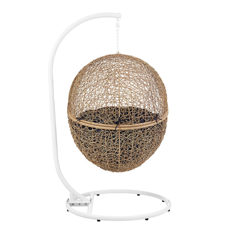Encase Outdoor Patio Rattan Swing Chair - Cappuccino Navy
