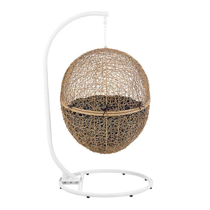 Encase Outdoor Patio Rattan Swing Chair - Cappuccino Navy