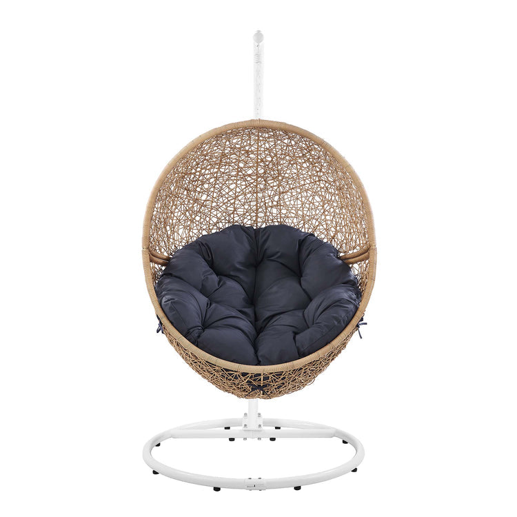 Encase Outdoor Patio Rattan Swing Chair - Cappuccino Navy