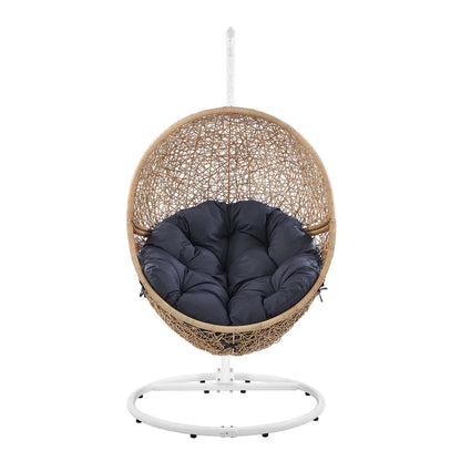 Encase Outdoor Patio Rattan Swing Chair - Cappuccino Navy