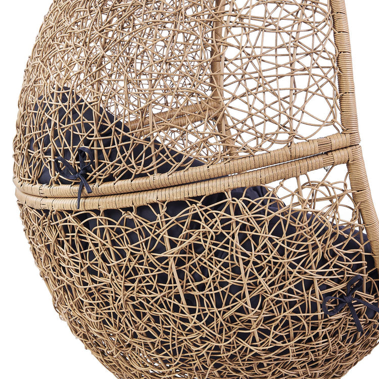 Encase Outdoor Patio Rattan Swing Chair - Cappuccino Navy