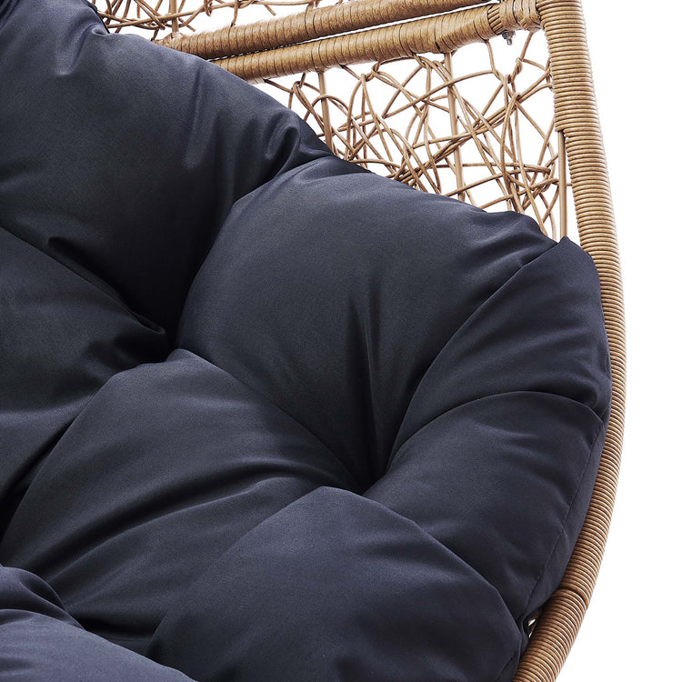 Encase Outdoor Patio Rattan Swing Chair - Cappuccino Navy