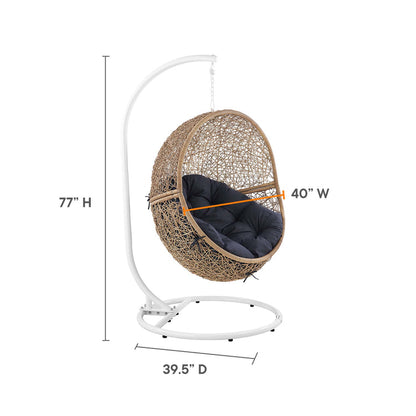 Encase Outdoor Patio Rattan Swing Chair - Cappuccino Navy