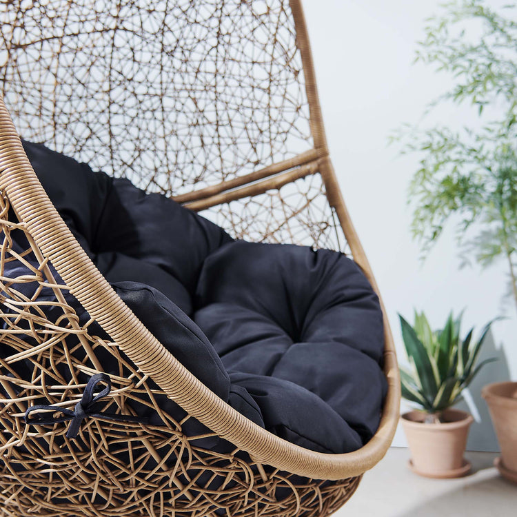 Encase Outdoor Patio Rattan Swing Chair - Cappuccino Navy