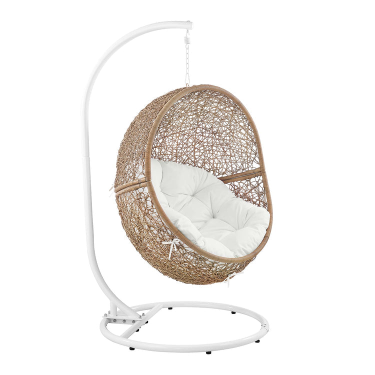 Encase Outdoor Patio Rattan Swing Chair - Cappuccino White