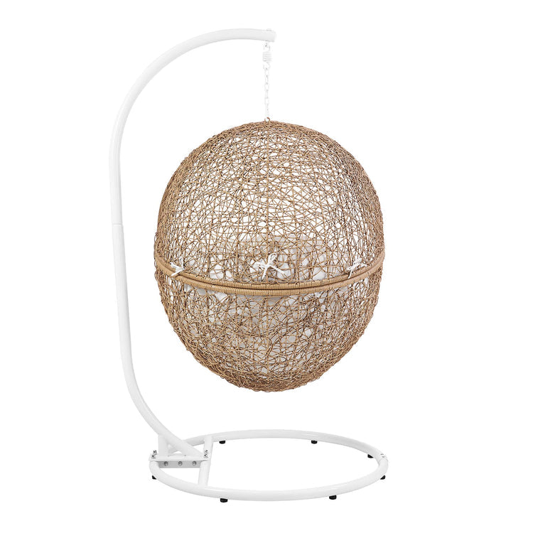 Encase Outdoor Patio Rattan Swing Chair - Cappuccino White