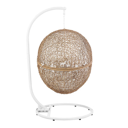 Encase Outdoor Patio Rattan Swing Chair - Cappuccino White