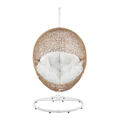 Encase Outdoor Patio Rattan Swing Chair - Cappuccino White