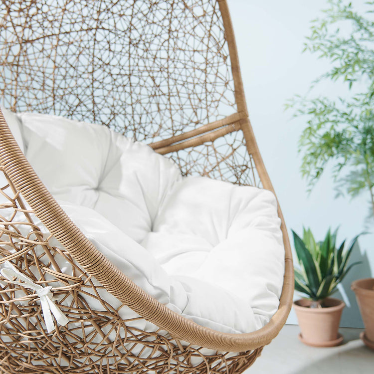 Encase Outdoor Patio Rattan Swing Chair - Cappuccino White