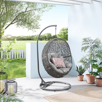 Encase Outdoor Patio Rattan Swing Chair - Gray Gray