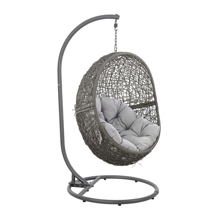 Encase Outdoor Patio Rattan Swing Chair - Gray Gray