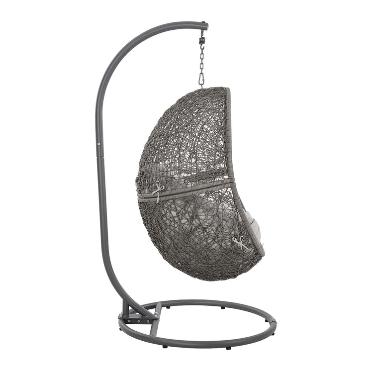 Encase Outdoor Patio Rattan Swing Chair - Gray Gray