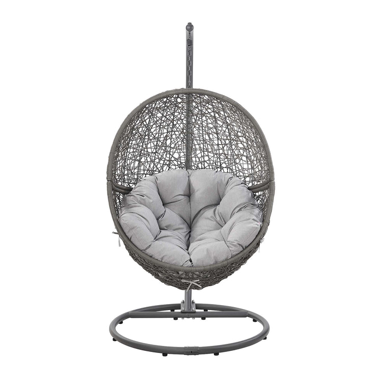 Encase Outdoor Patio Rattan Swing Chair - Gray Gray