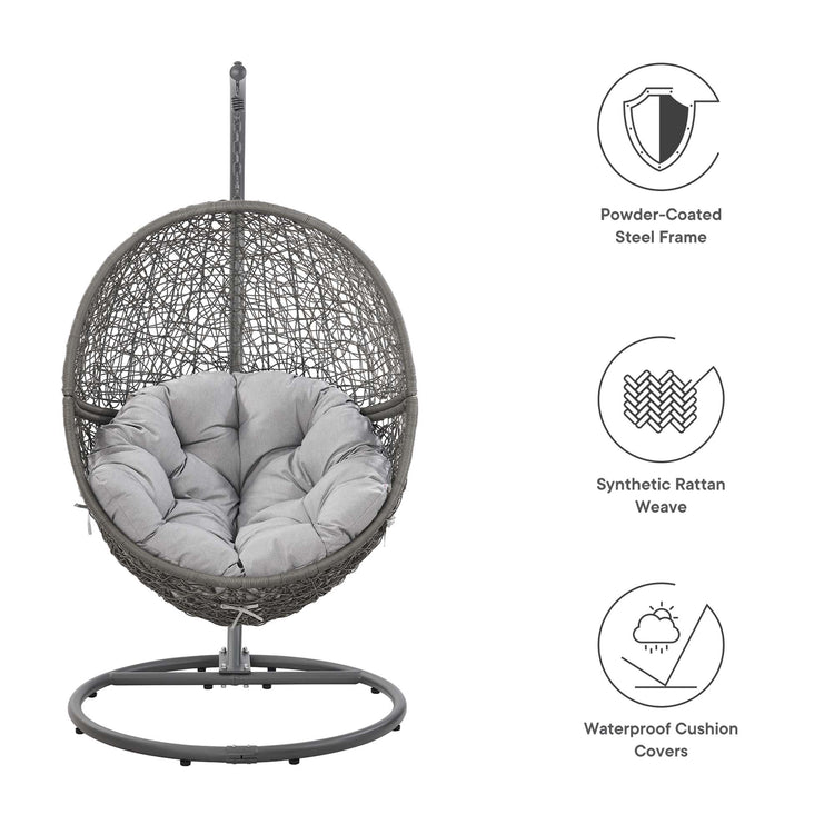 Encase Outdoor Patio Rattan Swing Chair - Gray Gray